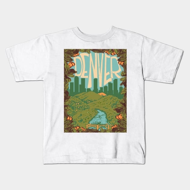 Denver Skyline Art Kids T-Shirt by zsonn